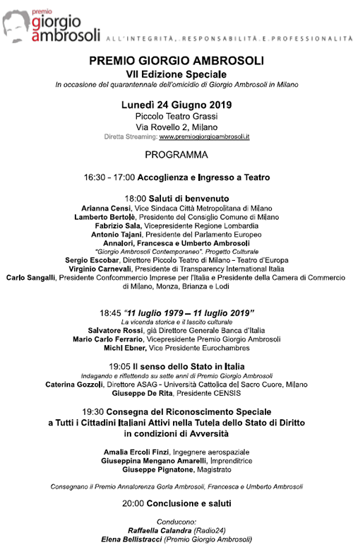 Programma Premio Giorgio Ambrosoli VII edizione